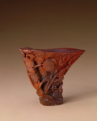 图片[2]-Rhinoceros horn carved flower butterfly cup-China Archive